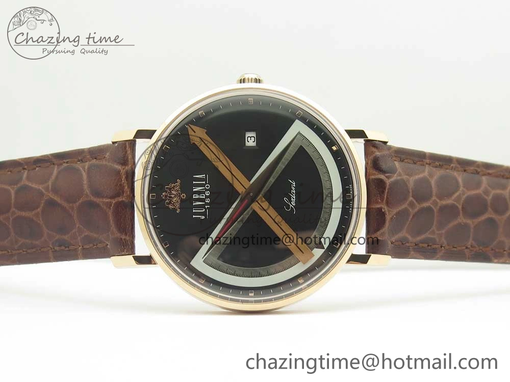 Neat Juvenia Sextant RG FKF Best Edition Black Dial on Brown Leather Strap A 7512