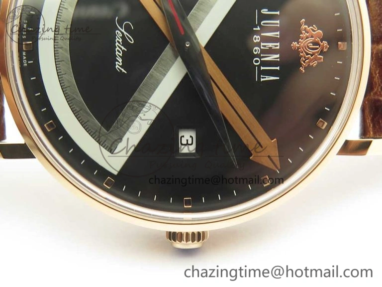 Neat Juvenia Sextant RG FKF Best Edition Black Dial on Brown Leather Strap A 7512