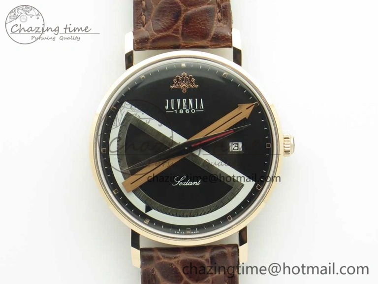 Neat Juvenia Sextant RG FKF Best Edition Black Dial on Brown Leather Strap A 7512