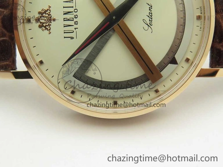 Juvenia Sextant RG FKF Best Edition White Dial on Brown Leather Strap A EyeCatching 7511