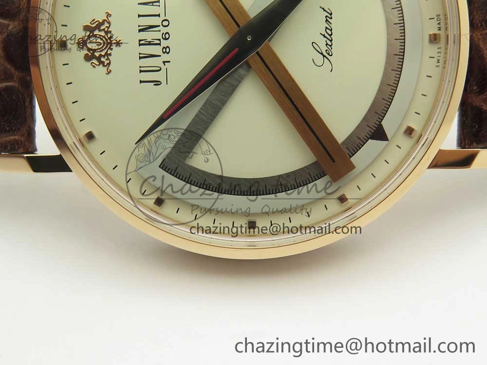 Juvenia Sextant RG FKF Best Edition White Dial on Brown Leather Strap A EyeCatching 7511