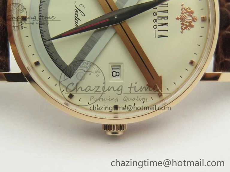 Juvenia Sextant RG FKF Best Edition White Dial on Brown Leather Strap A EyeCatching 7511