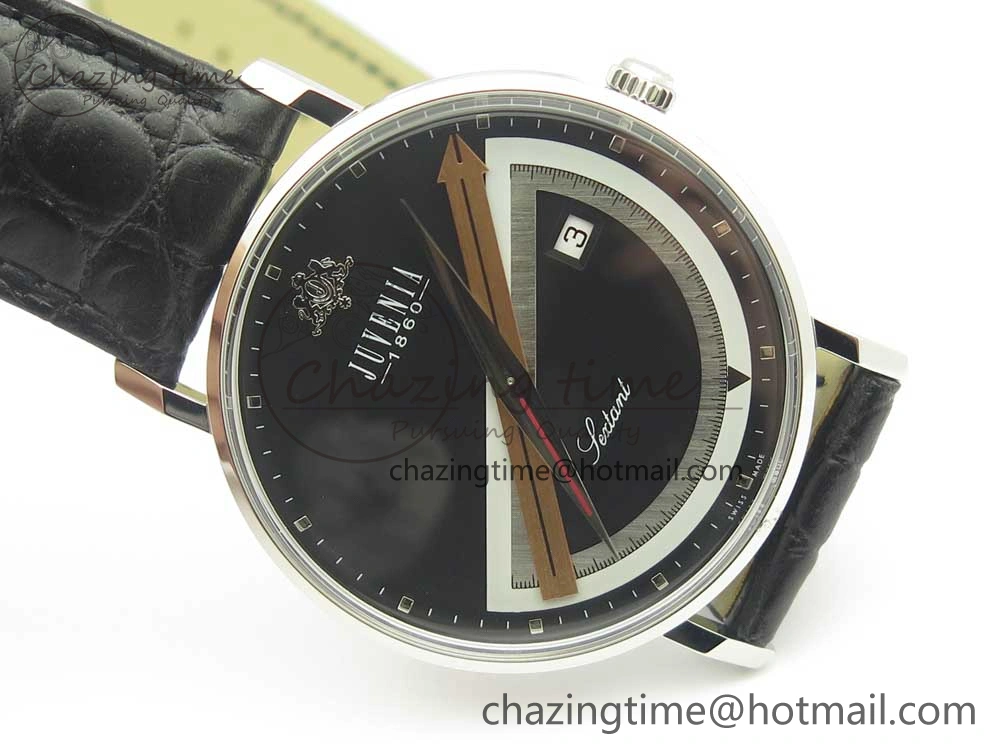 Juvenia Sextant SS FKF Best Edition Black Dial on Black Leather Strap A WellDesigned 7513