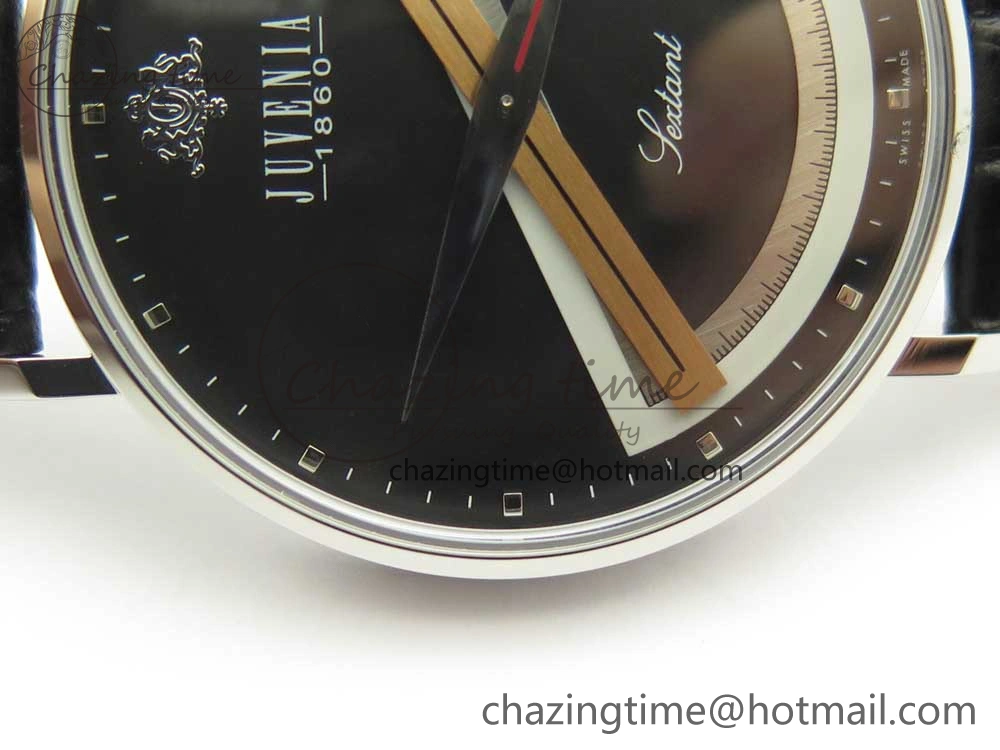 Juvenia Sextant SS FKF Best Edition Black Dial on Black Leather Strap A WellDesigned 7513