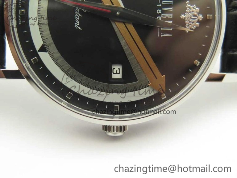 Juvenia Sextant SS FKF Best Edition Black Dial on Black Leather Strap A WellDesigned 7513