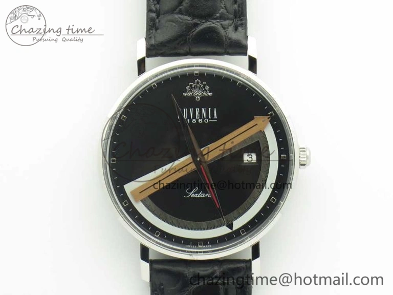 Juvenia Sextant SS FKF Best Edition Black Dial on Black Leather Strap A WellDesigned 7513