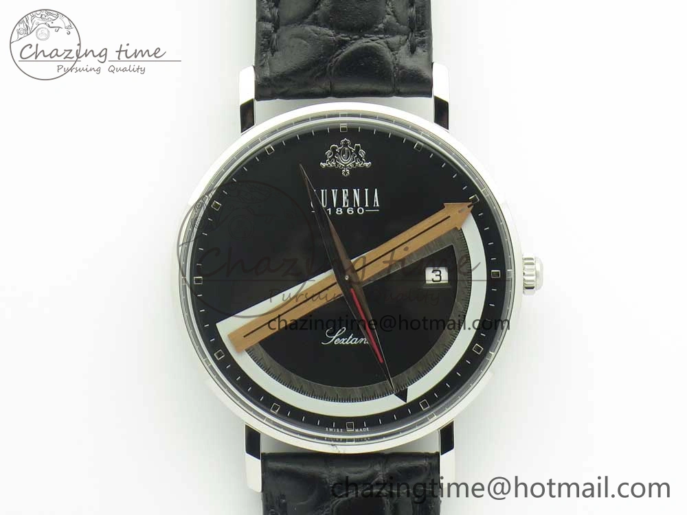 Juvenia Sextant SS FKF Best Edition Black Dial on Black Leather Strap A WellDesigned 7513