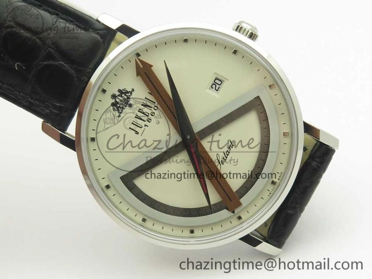 Juvenia Sextant SS FKF Best Edition White Dial on Black Leather Strap A Packable 7514