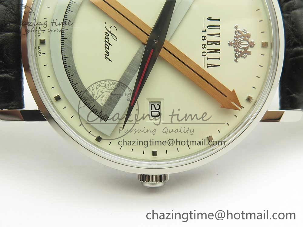 Juvenia Sextant SS FKF Best Edition White Dial on Black Leather Strap A Packable 7514