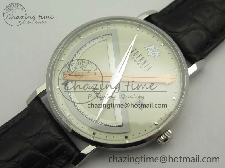 Juvenia Sextant SS FKF Best Edition White Dial on Black Leather Strap A Packable 7514