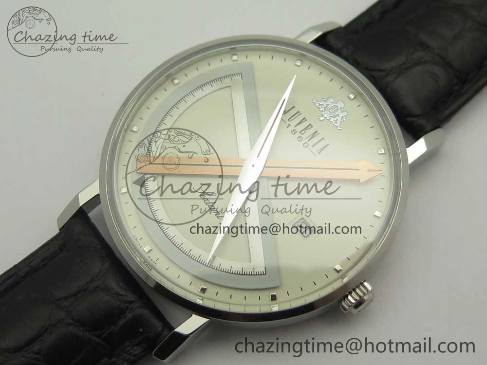 Juvenia Sextant SS FKF Best Edition White Dial on Black Leather Strap A Packable 7514
