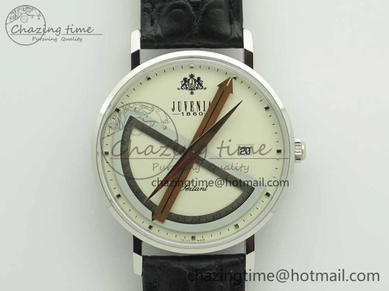 Juvenia Sextant SS FKF Best Edition White Dial on Black Leather Strap A Packable 7514