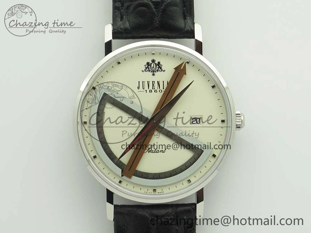 Juvenia Sextant SS FKF Best Edition White Dial on Black Leather Strap A Packable 7514
