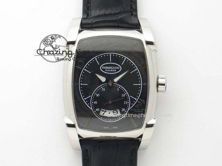 Resilient Kalpa Grande SS Black Textured Dial On Black Leather Strap A 8626