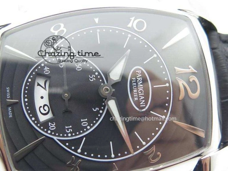 Resilient Kalpa Grande SS Black Textured Dial On Black Leather Strap A 8626