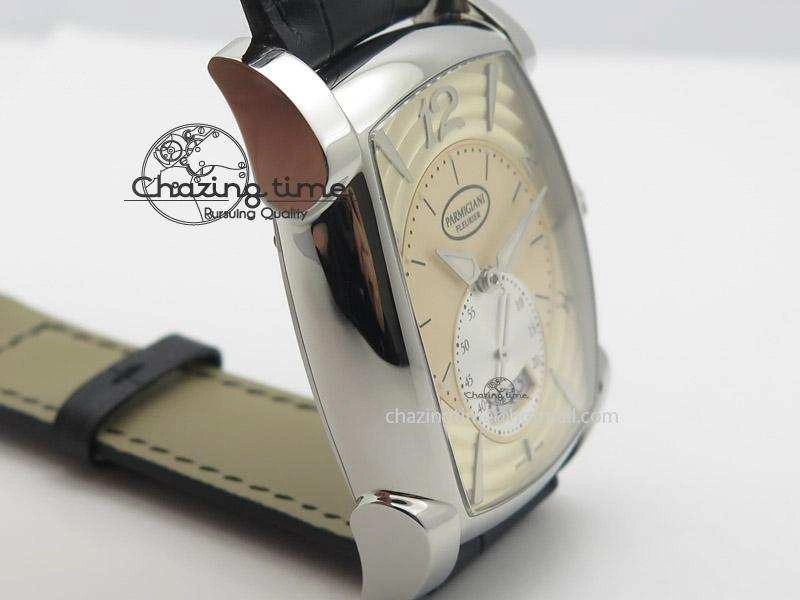 Kalpa Grande SS Gold Textured Dial On Black Leather Strap A ZipUp 8624
