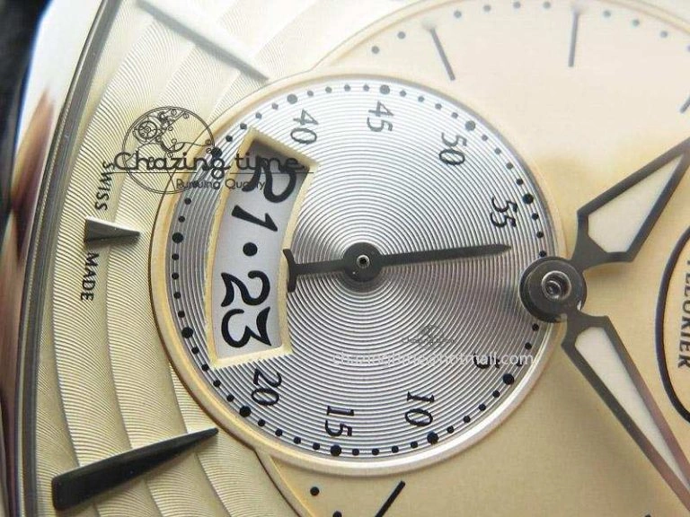 Kalpa Grande SS Gold Textured Dial On Black Leather Strap A ZipUp 8624