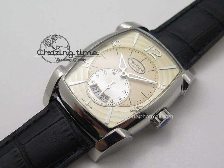 Kalpa Grande SS Gold Textured Dial On Black Leather Strap A ZipUp 8624