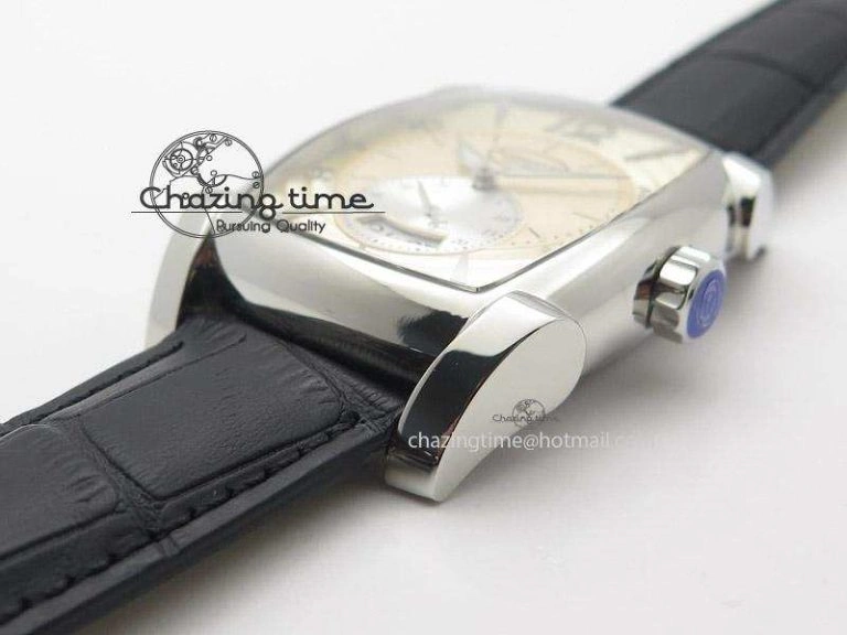 Kalpa Grande SS Gold Textured Dial On Black Leather Strap A ZipUp 8624