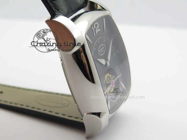 Efficient Kalpa Tourbillon SS Gray Textured Dial On Black Leather Strap 8622