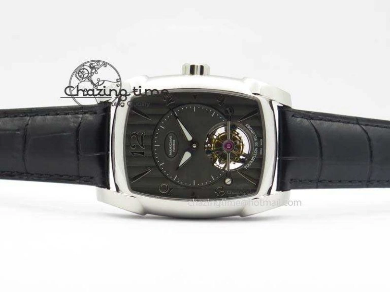 Efficient Kalpa Tourbillon SS Gray Textured Dial On Black Leather Strap 8622