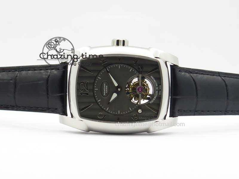 Efficient Kalpa Tourbillon SS Gray Textured Dial On Black Leather Strap 8622