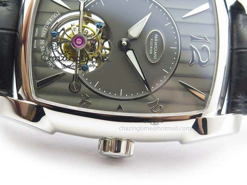 Efficient Kalpa Tourbillon SS Gray Textured Dial On Black Leather Strap 8622