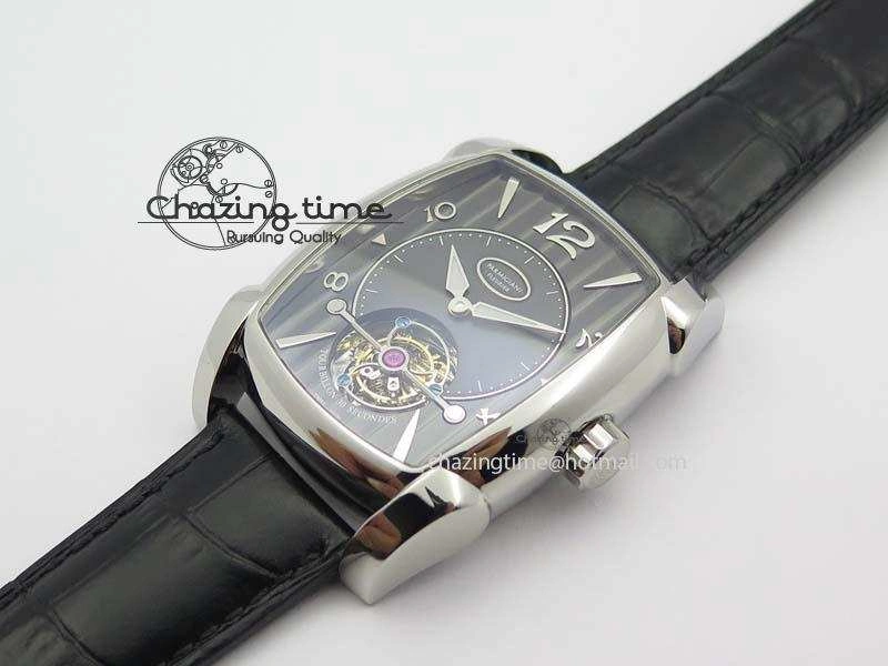 Efficient Kalpa Tourbillon SS Gray Textured Dial On Black Leather Strap 8622