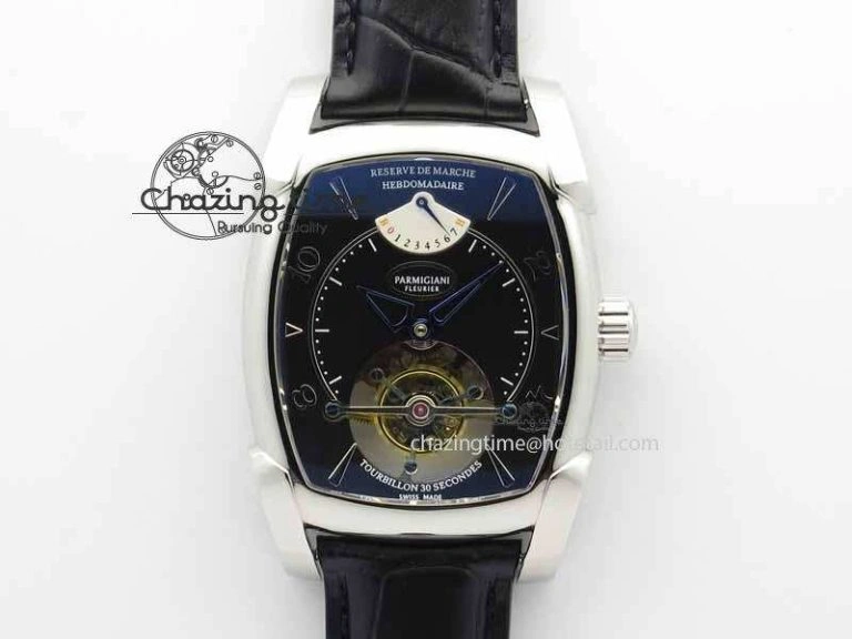 Efficient Kalpa Tourbillon SS Gray Textured Dial On Black Leather Strap 8622