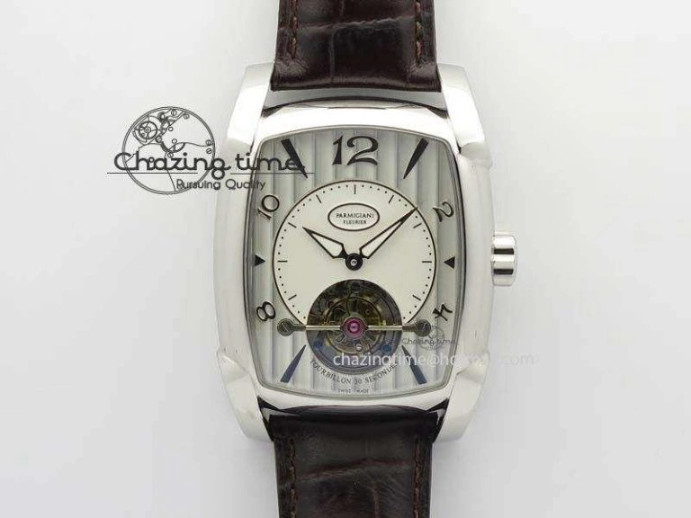 Kalpa Tourbillon SS White Textured Dial On Brown Leather Strap MoistureWicking 8620