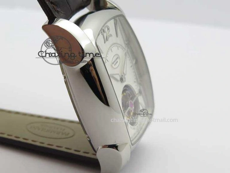 Kalpa Tourbillon SS White Textured Dial On Brown Leather Strap MoistureWicking 8620