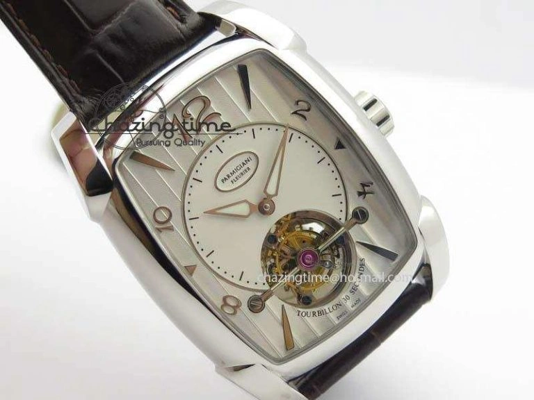 Kalpa Tourbillon SS White Textured Dial On Brown Leather Strap MoistureWicking 8620