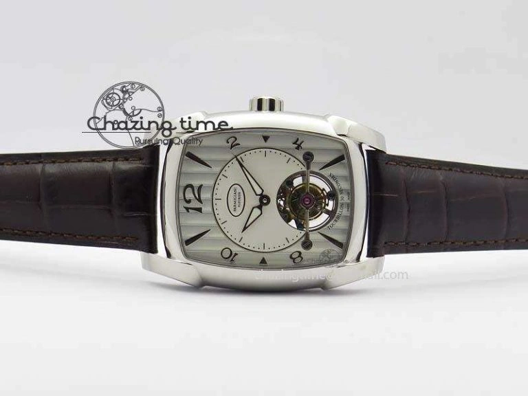Kalpa Tourbillon SS White Textured Dial On Brown Leather Strap MoistureWicking 8620