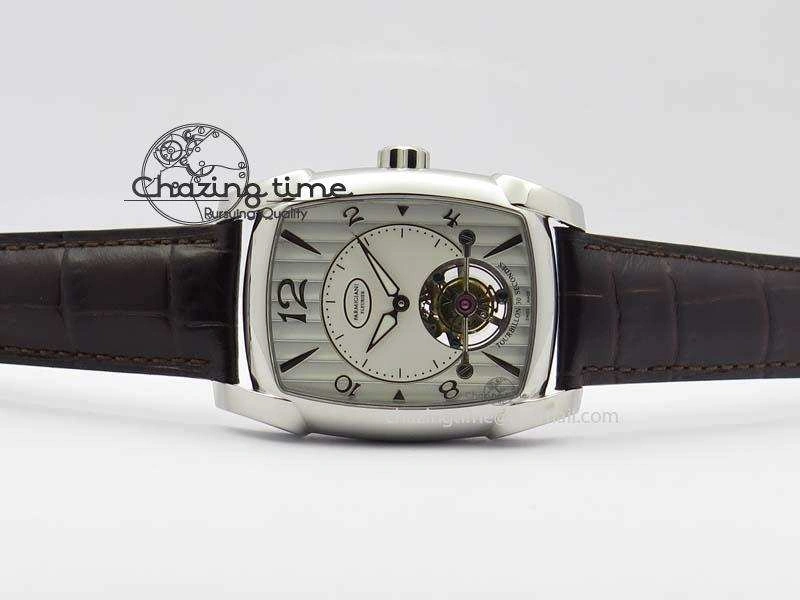 Kalpa Tourbillon SS White Textured Dial On Brown Leather Strap MoistureWicking 8620