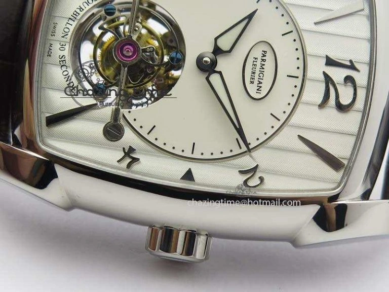 Kalpa Tourbillon SS White Textured Dial On Brown Leather Strap MoistureWicking 8620