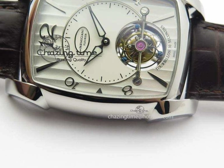 Kalpa Tourbillon SS White Textured Dial On Brown Leather Strap MoistureWicking 8620