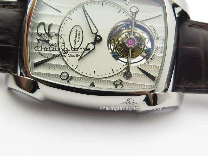 Kalpa Tourbillon SS White Textured Dial On Brown Leather Strap MoistureWicking 8620