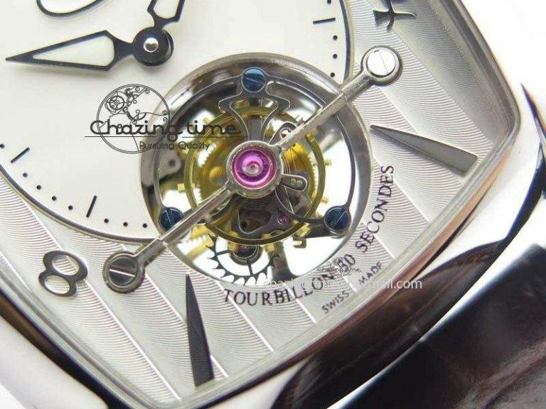 Kalpa Tourbillon SS White Textured Dial On Brown Leather Strap MoistureWicking 8620