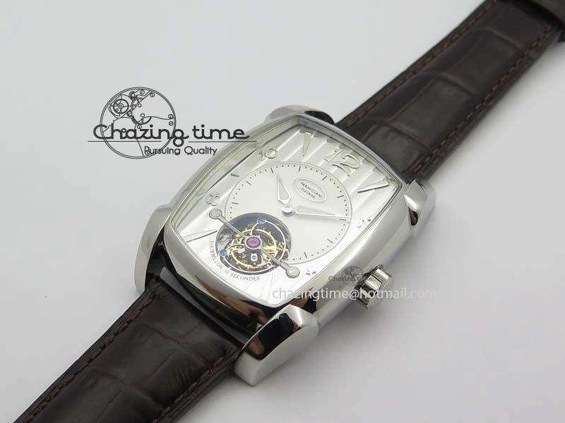 Kalpa Tourbillon SS White Textured Dial On Brown Leather Strap MoistureWicking 8620