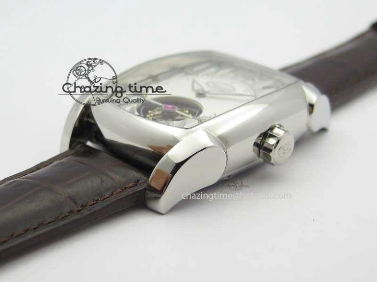 Kalpa Tourbillon SS White Textured Dial On Brown Leather Strap MoistureWicking 8620