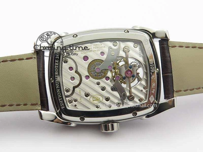 Kalpa Tourbillon SS White Textured Dial On Brown Leather Strap MoistureWicking 8620