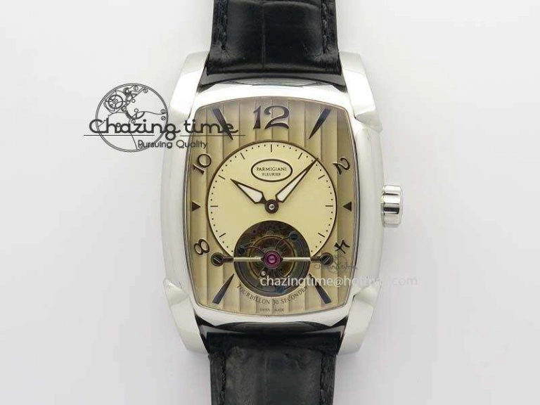 SoftTouch Kalpa Tourbillon SS Yellow Textured Dial On Black Leather Strap 8619