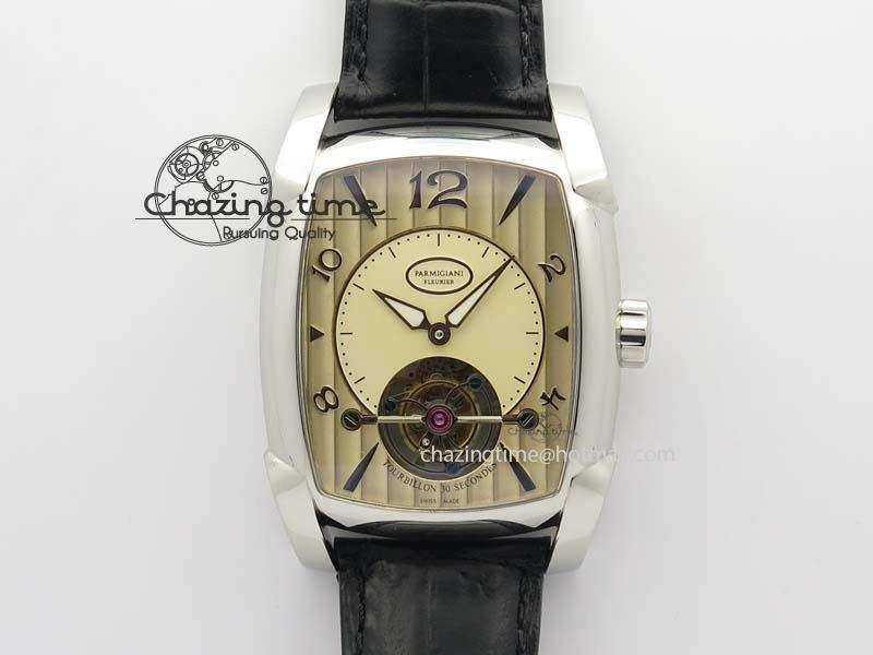 SoftTouch Kalpa Tourbillon SS Yellow Textured Dial On Black Leather Strap 8619