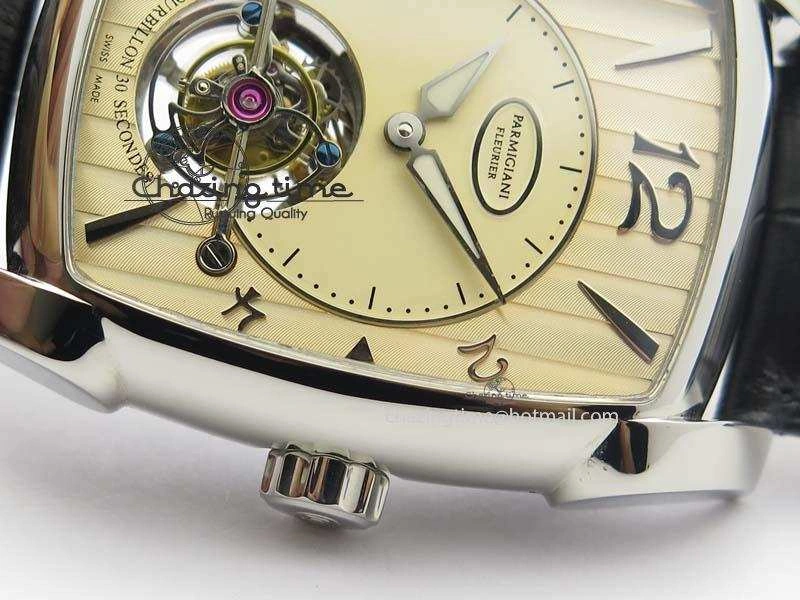 SoftTouch Kalpa Tourbillon SS Yellow Textured Dial On Black Leather Strap 8619