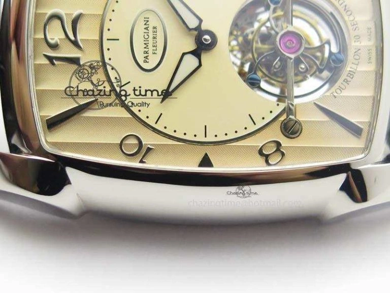SoftTouch Kalpa Tourbillon SS Yellow Textured Dial On Black Leather Strap 8619