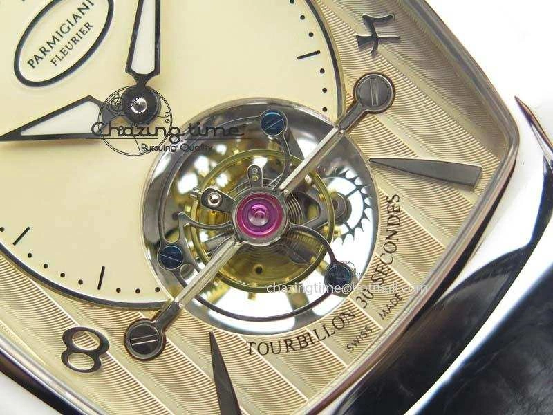 SoftTouch Kalpa Tourbillon SS Yellow Textured Dial On Black Leather Strap 8619