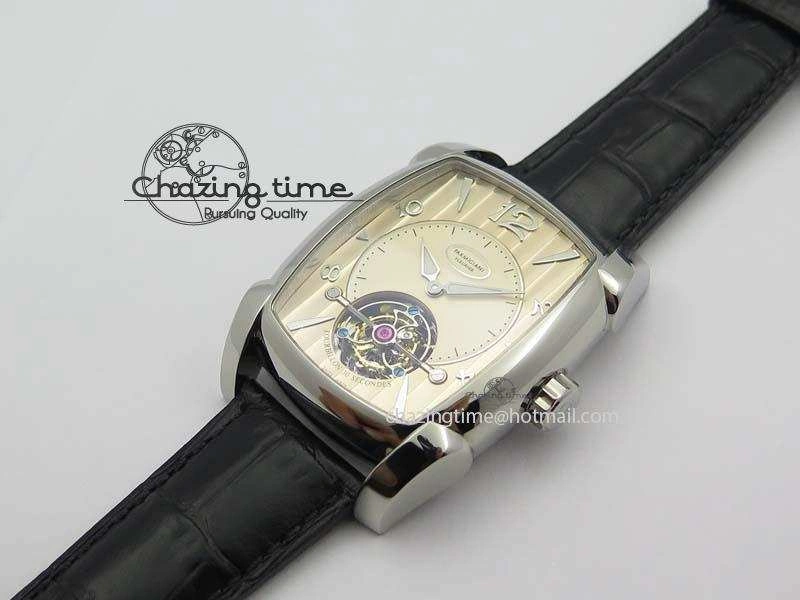 SoftTouch Kalpa Tourbillon SS Yellow Textured Dial On Black Leather Strap 8619