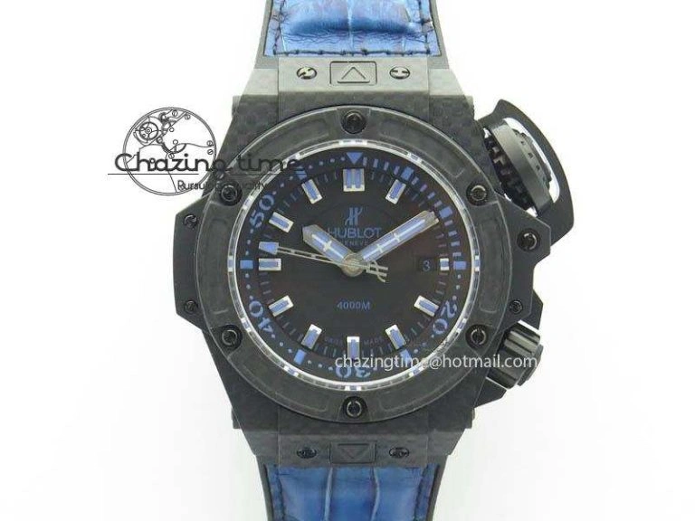 King Power 48mm OceanGraphic 4000 Carbon V6F 1:1 Black Dial Blue Gummy Strap A TopPick 6951