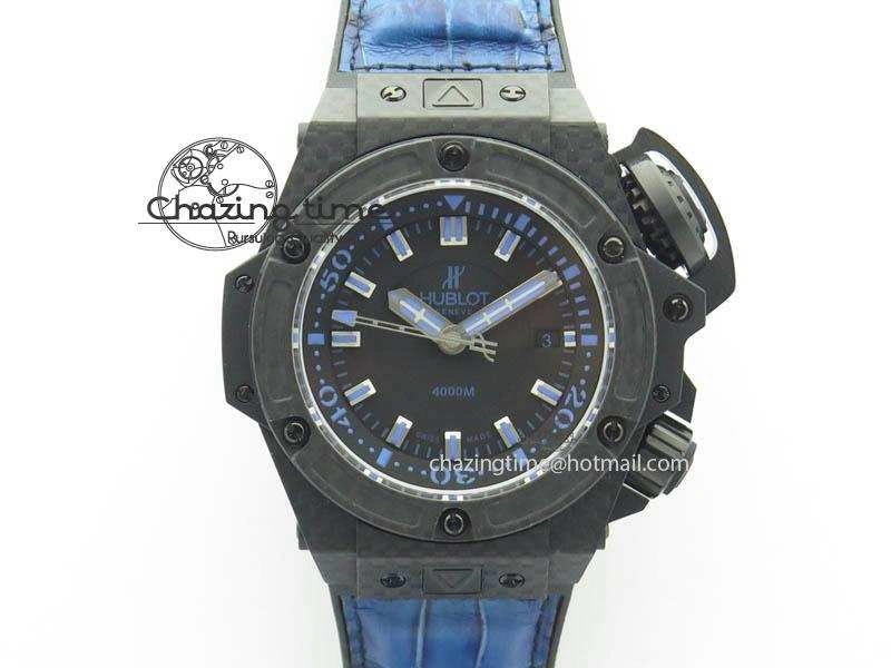 King Power 48mm OceanGraphic 4000 Carbon V6F 1:1 Black Dial Blue Gummy Strap A TopPick 6951