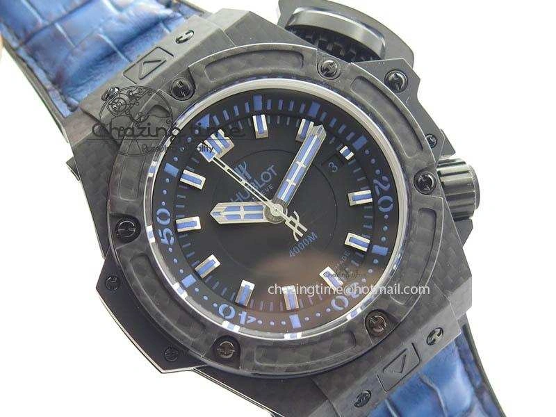 King Power 48mm OceanGraphic 4000 Carbon V6F 1:1 Black Dial Blue Gummy Strap A TopPick 6951